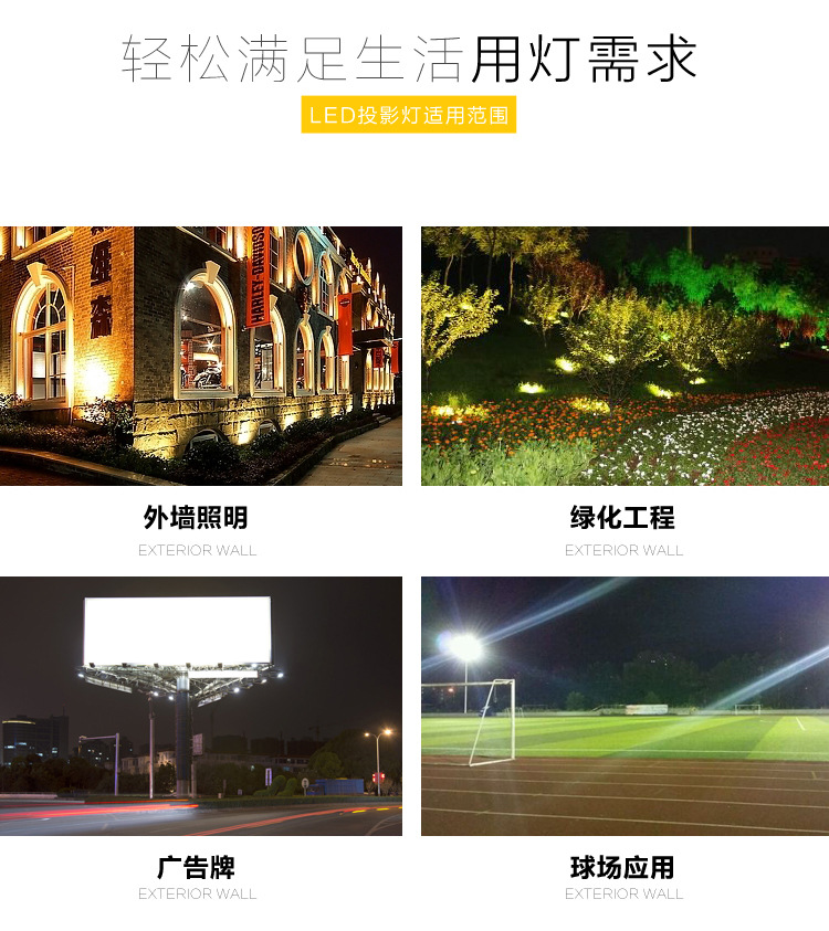 HGLED-F-013 广东新款广告投射贴片50W、100W、150W、200WLED泛光灯应用场景