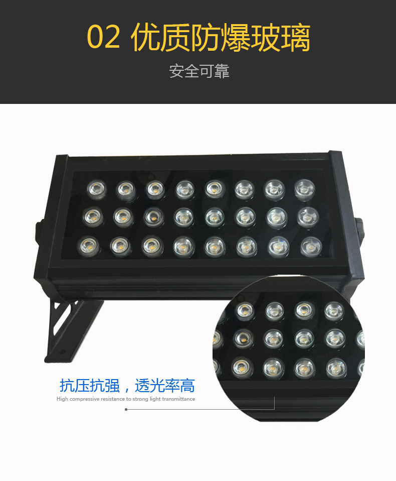 HGLED-F-010 厂家直销小枕头隧道投射广告招牌楼房室外防水景观18W24W36W48WLED投光灯优质防爆玻璃
