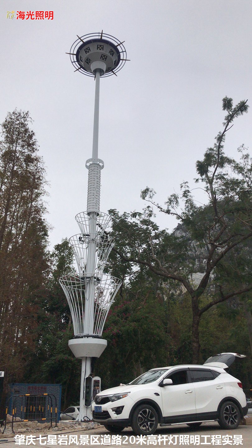 广东肇庆七星岩风景区西门景区入口道路二期20米高杆灯景观照明工程