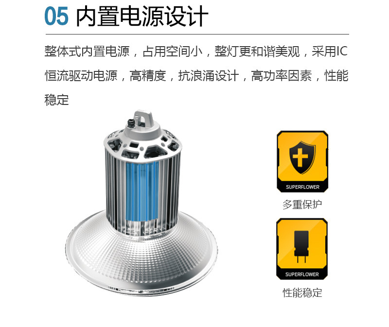 HGLED-G-022 广东厂家直销铜热管大功率200W300WLED工矿灯/工厂灯