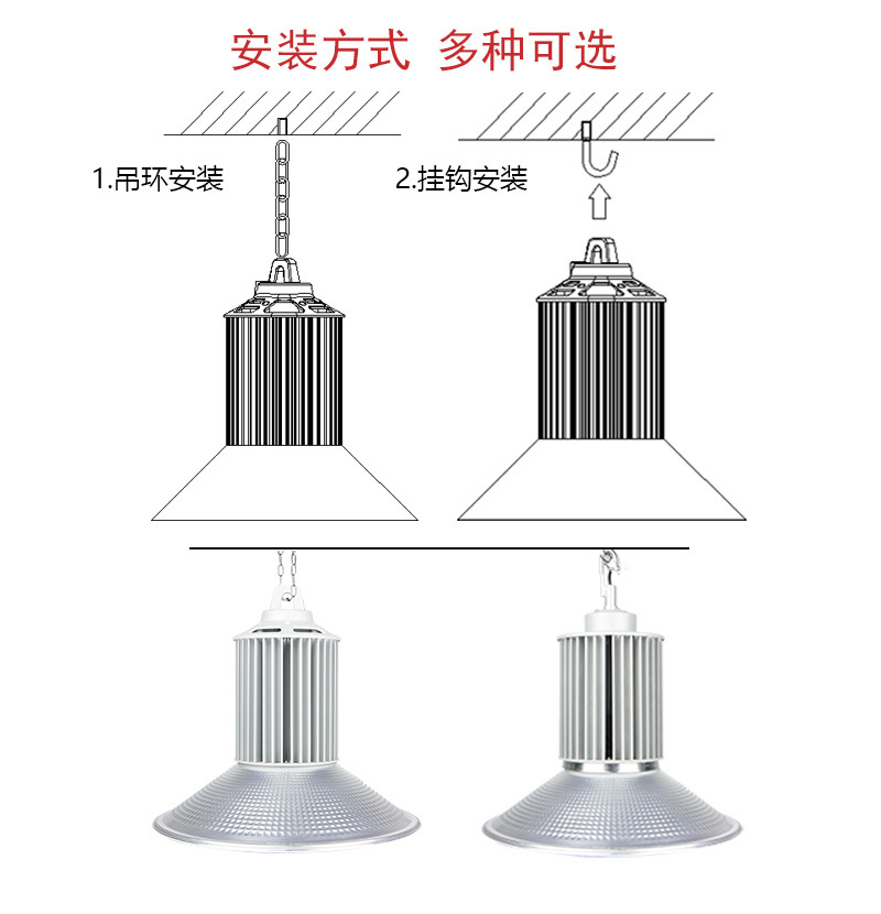 HGLED-G-022 广东厂家直销铜热管大功率200W300WLED工矿灯/工厂灯