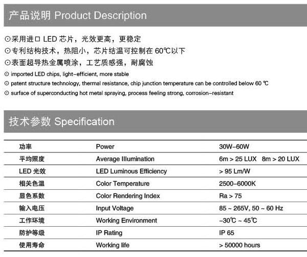 HGLED-LD-028 LED路灯头技术参数