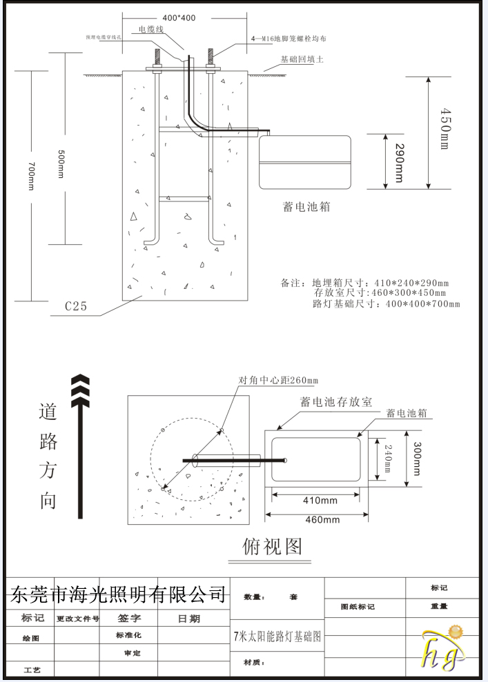 7米太阳能路灯基础图